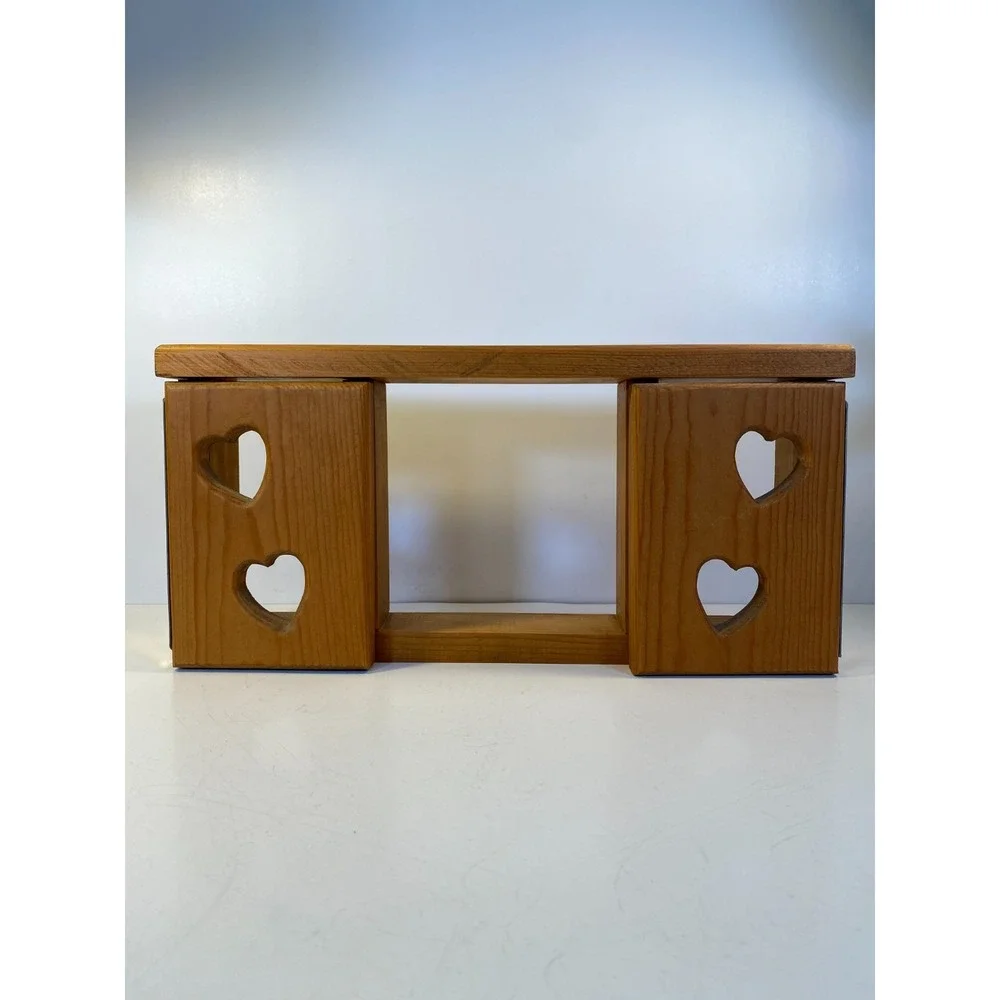 Vintage Wood Wall shelf with Heart Cutouts Country Farmhouse Decor